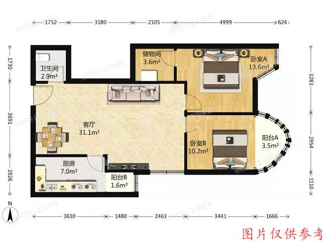 丰台区 菜户营甲88号院3号楼11层2门1101室（鹏润家园）