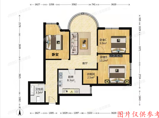 丰台区 菜户营甲88号院3号楼11层2门1102室（鹏润家园）