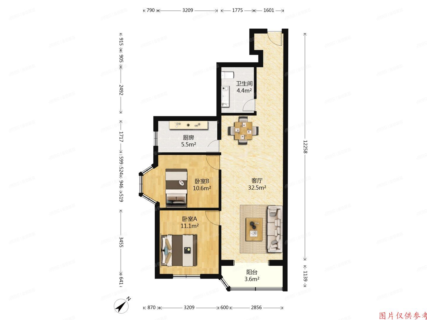丰台区 芳城园一区3号楼3层2门307号（金都公寓）
