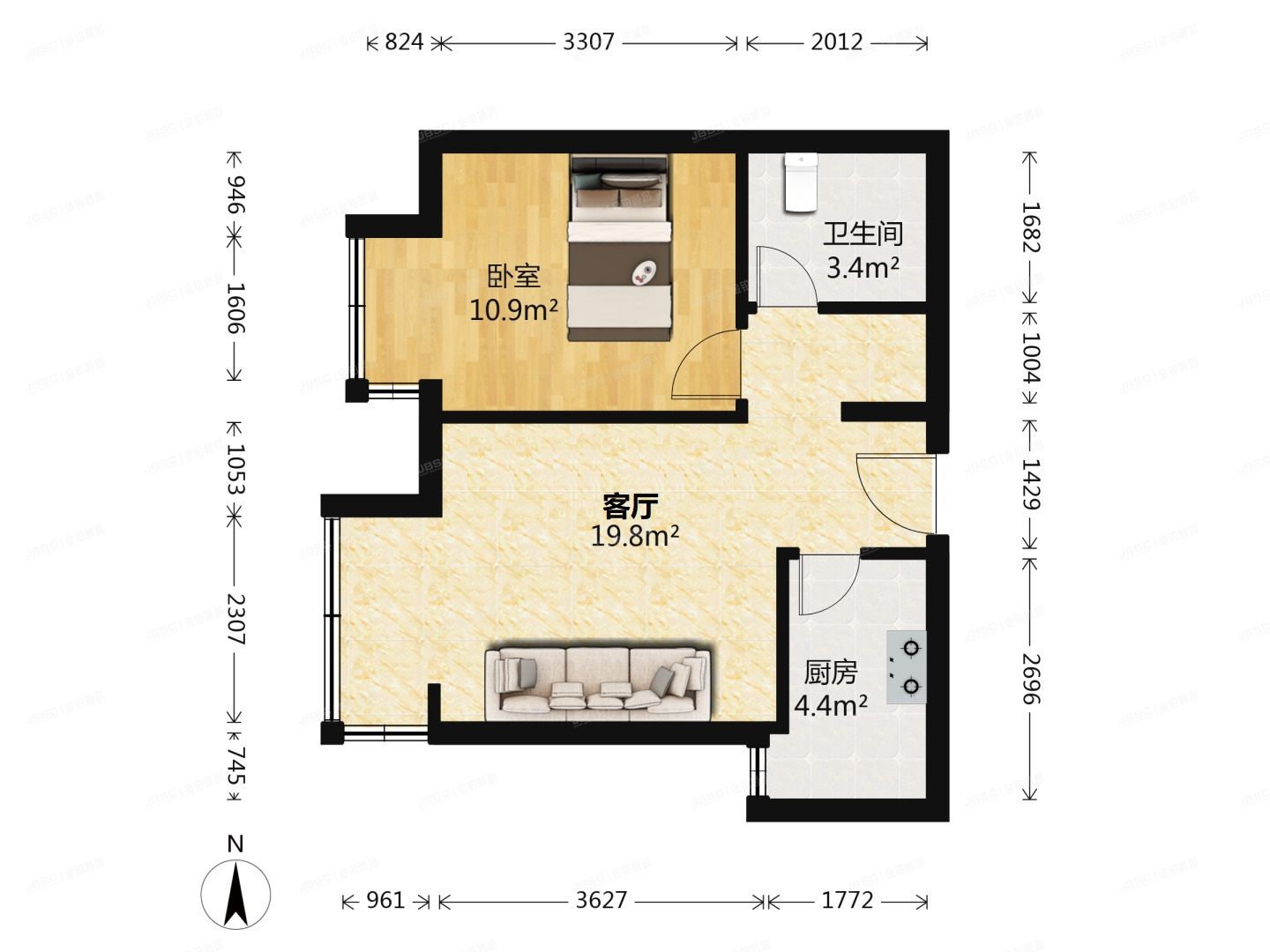 大兴区 华佗路1号院5号楼18层3单元1804号（金融街融汇）