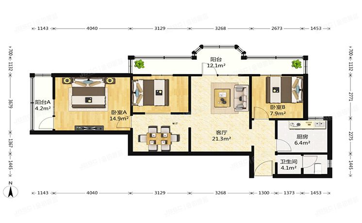 石景山区 杨庄南区4号楼22层2207号（地铁古城家园）
