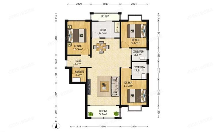 大兴区 兴政家园34号楼1层1单元101