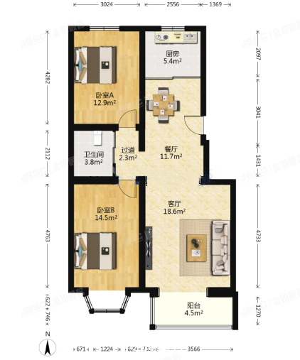 房山区 世界名园3号院26号楼2单元101