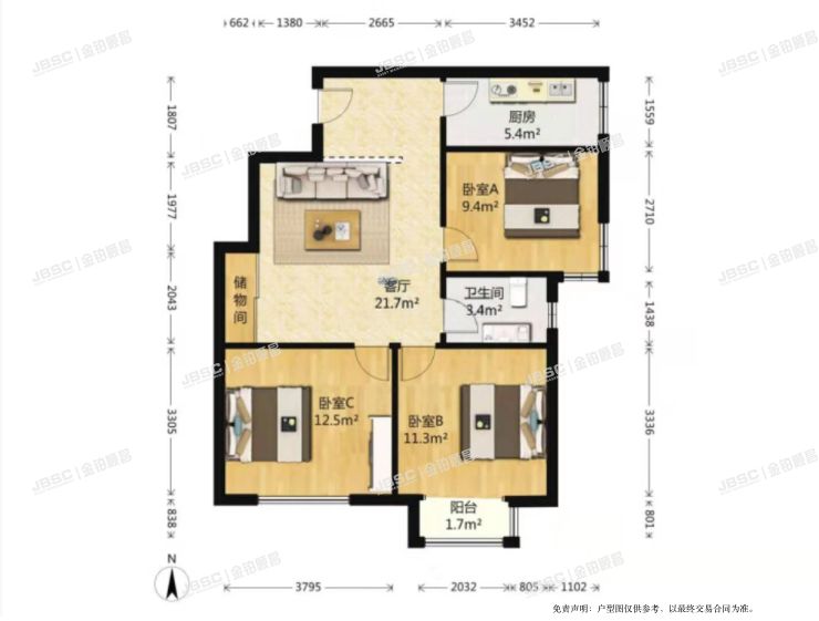 大兴区 兴华园37号楼4单元1202室（彩虹新城）