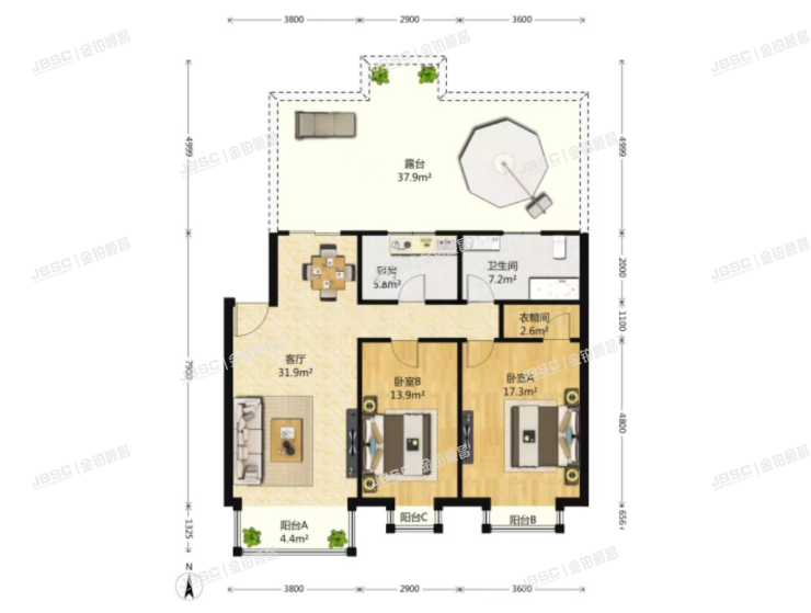 大兴区 经济技术开发区天宝园三里717号楼2单元501室（金地格林小镇）loft