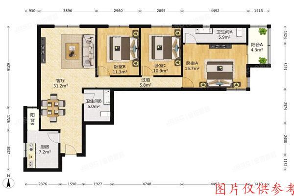 丰台区 京铁家园三区6号楼301室