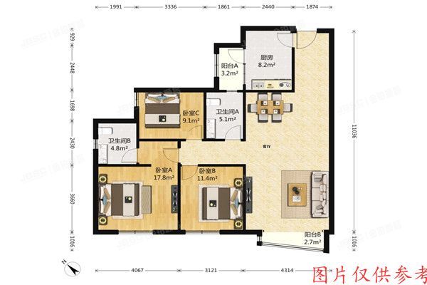 西城区 蝶翠华庭7号楼9F室+车位
