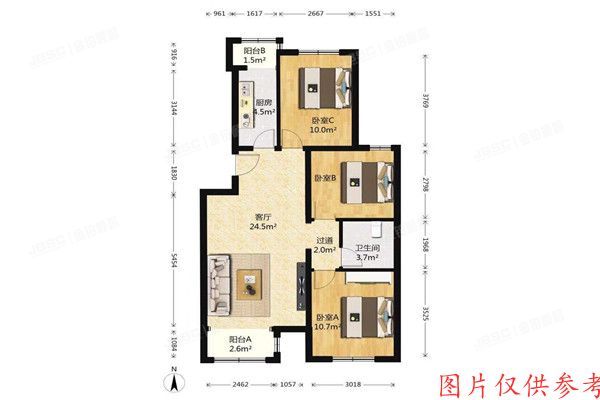 顺义区 佳和宜园10号楼3单元501室