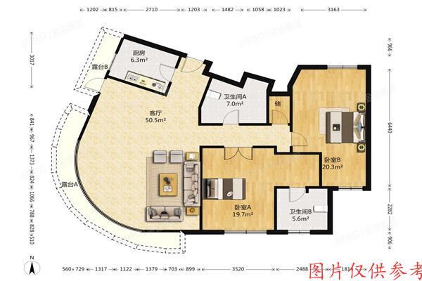 海淀区 远洋风景1号楼2单元502室