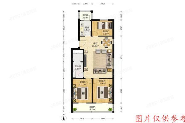 门头沟区 滨河德露苑2号楼1单元601室