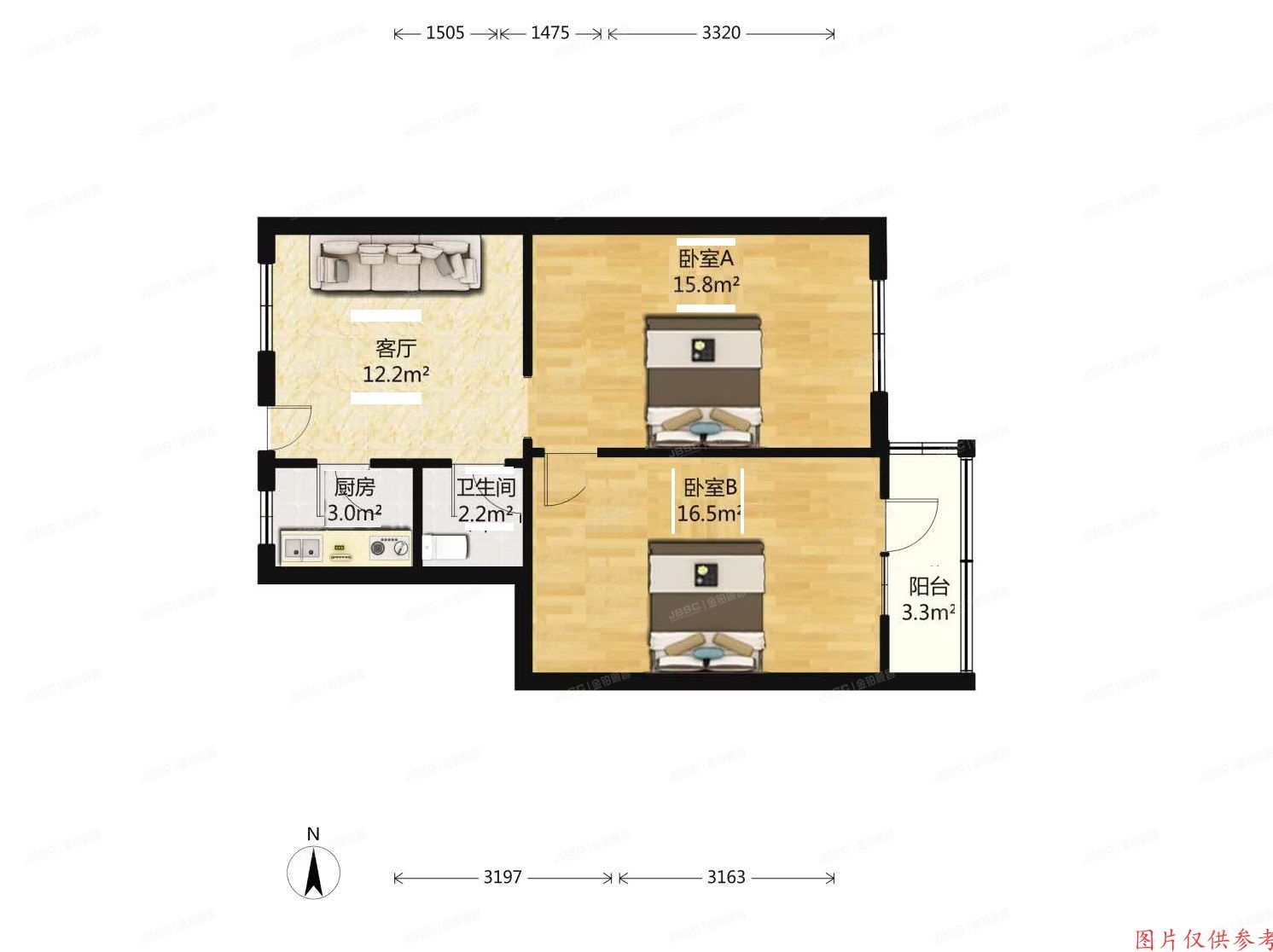 朝阳区 朝阳门南大街16号楼3层1门3层4号（房改房）