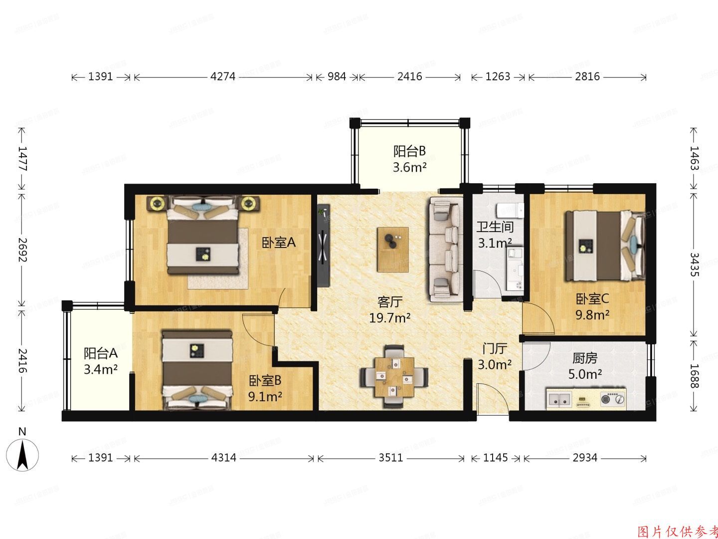 丰台区-方庄 紫芳园一区11号楼2层203