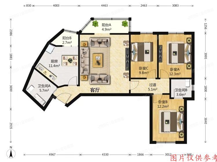 丰台区 晓月苑五里9号楼1层107