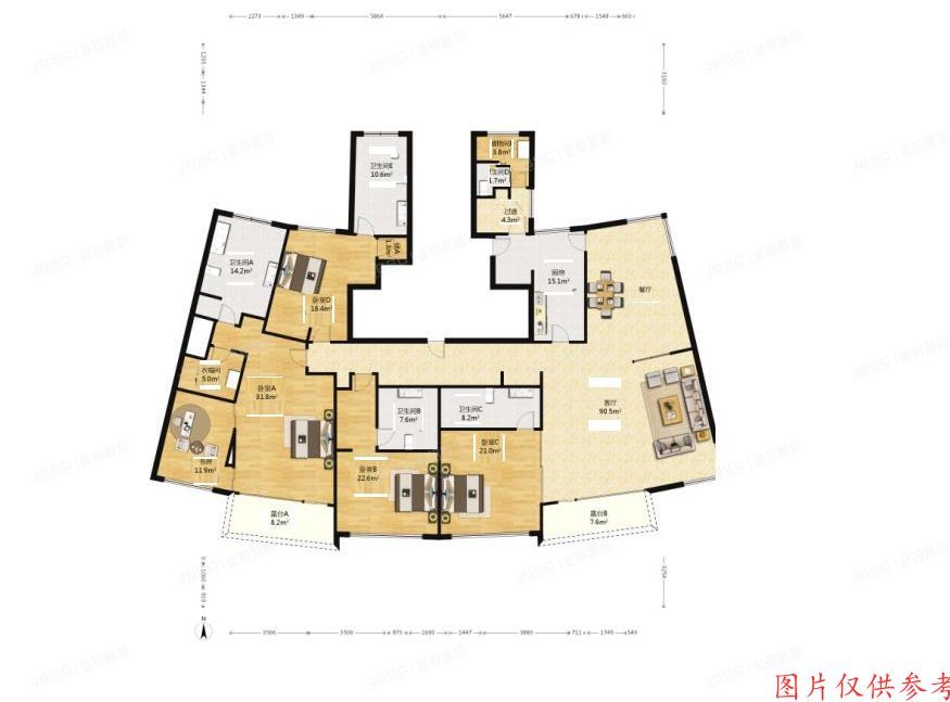 ※朝阳区 朝阳公园南路6号5幢14层5-1-14C及-1层520车库（公园大道）