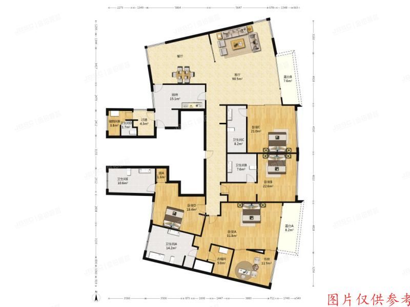 ※朝阳区 朝阳公园南路6号5幢7层5-4-7C及车位（公园大道）