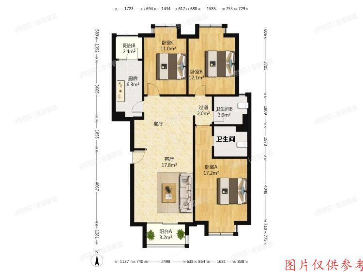 丰台区 长云路2号院8号楼9层4单元1001号（珠江御景）