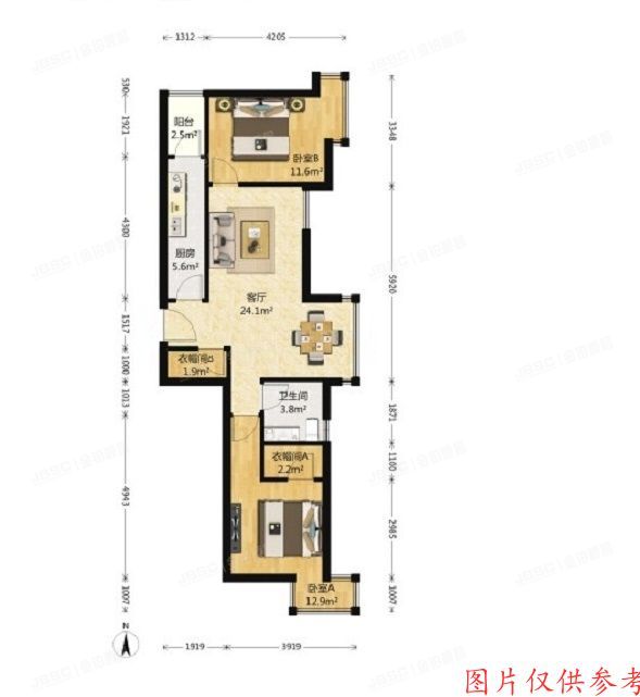 朝阳区 黄厂南里2号院5号楼18层1单元2102号（富力又一城B区）