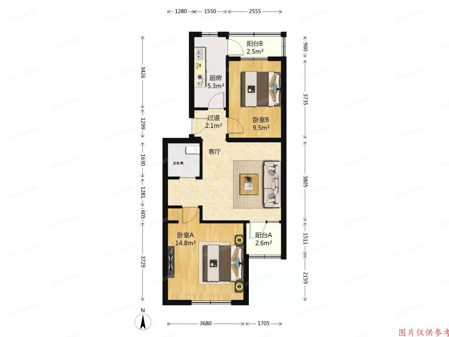 昌平区-回龙观 龙华园小区22号楼3层2单元301号