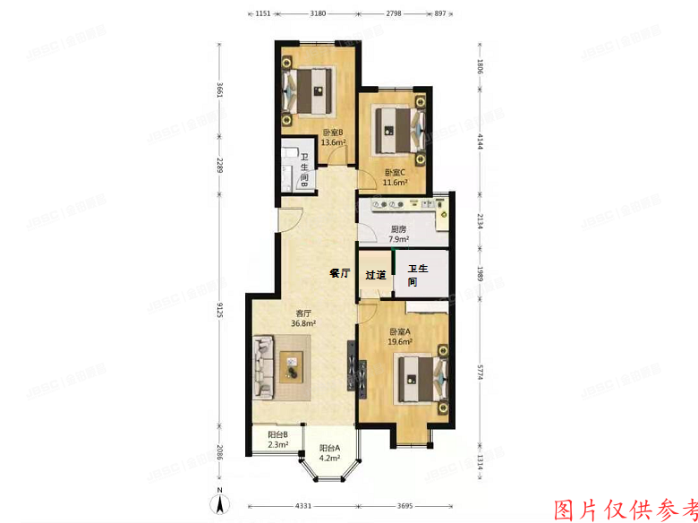 ※丰台区青塔西路58号院26号楼1层2单元101室（珠江峰景）