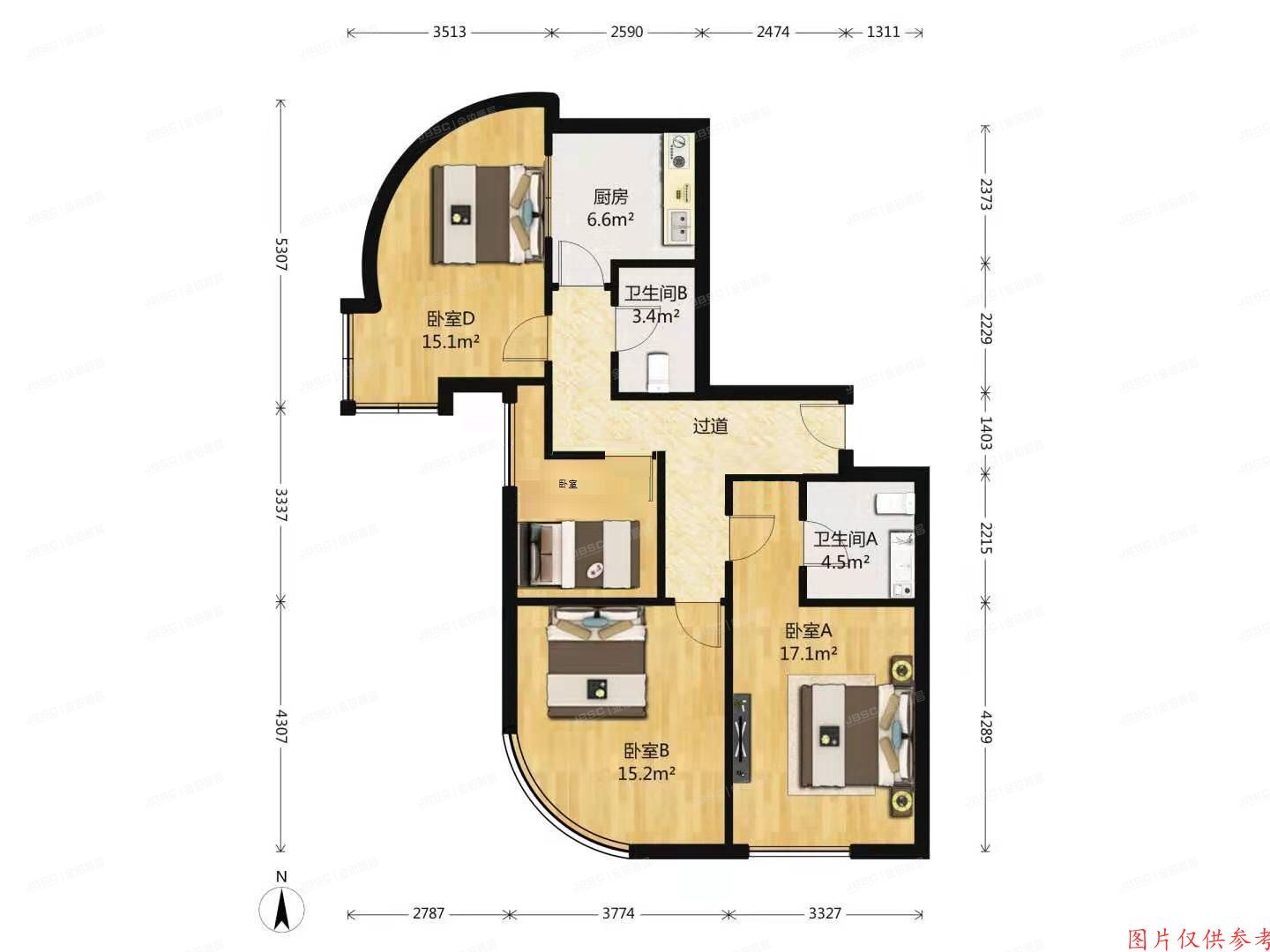 朝阳区世纪东方嘉园208楼15层5单元1503号