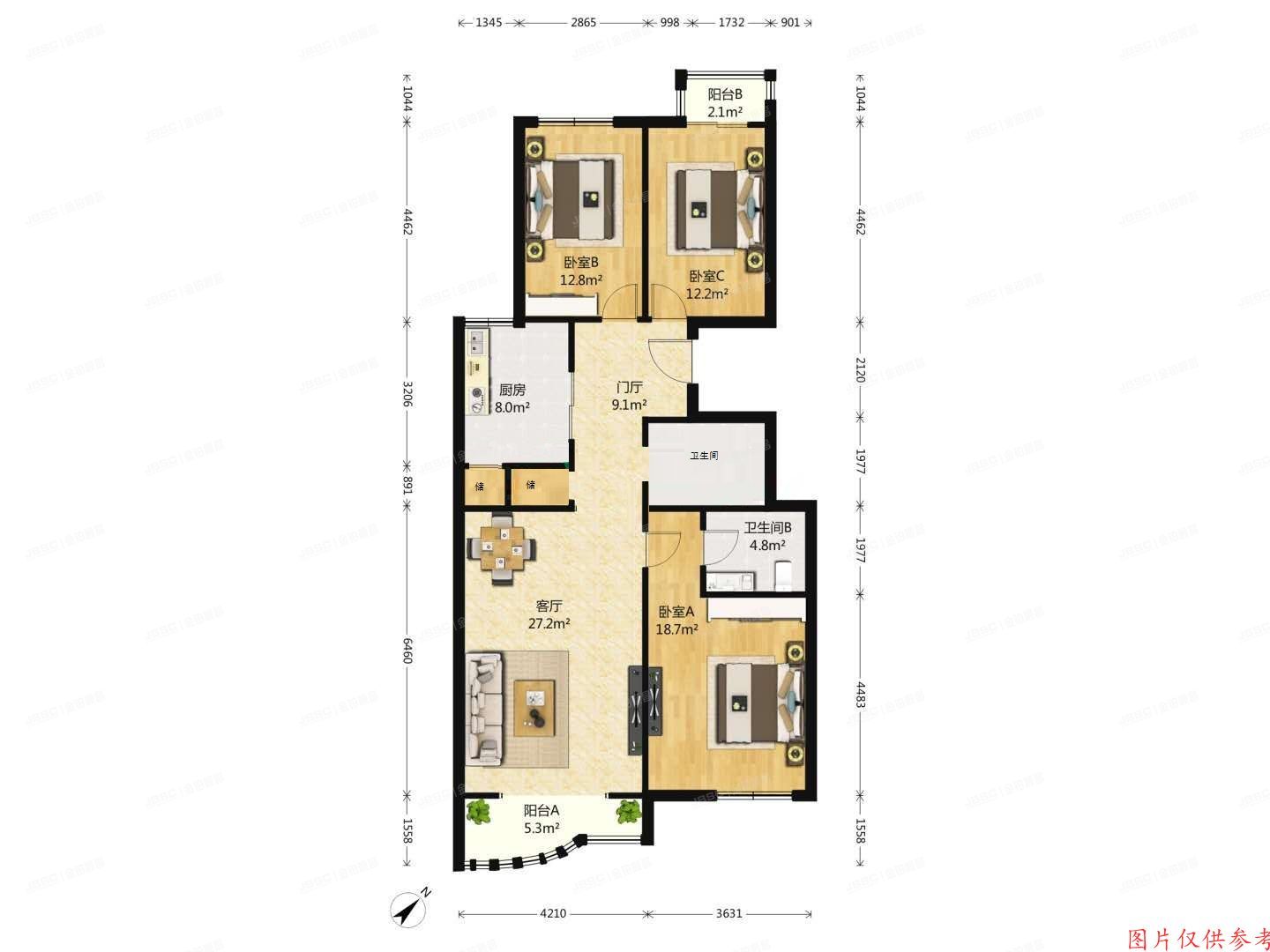 朝阳区 花虎沟8号院3号楼1单元1202室（澳景花庭）