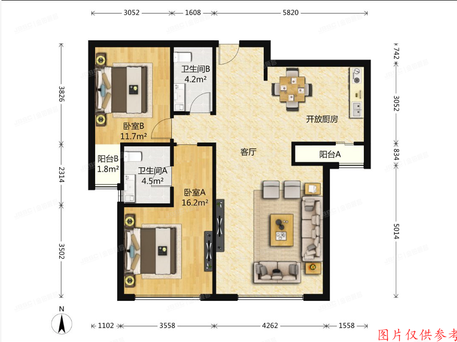 朝阳区 清林路1号院3号楼13层1单元1602室（世茂奥临花园）