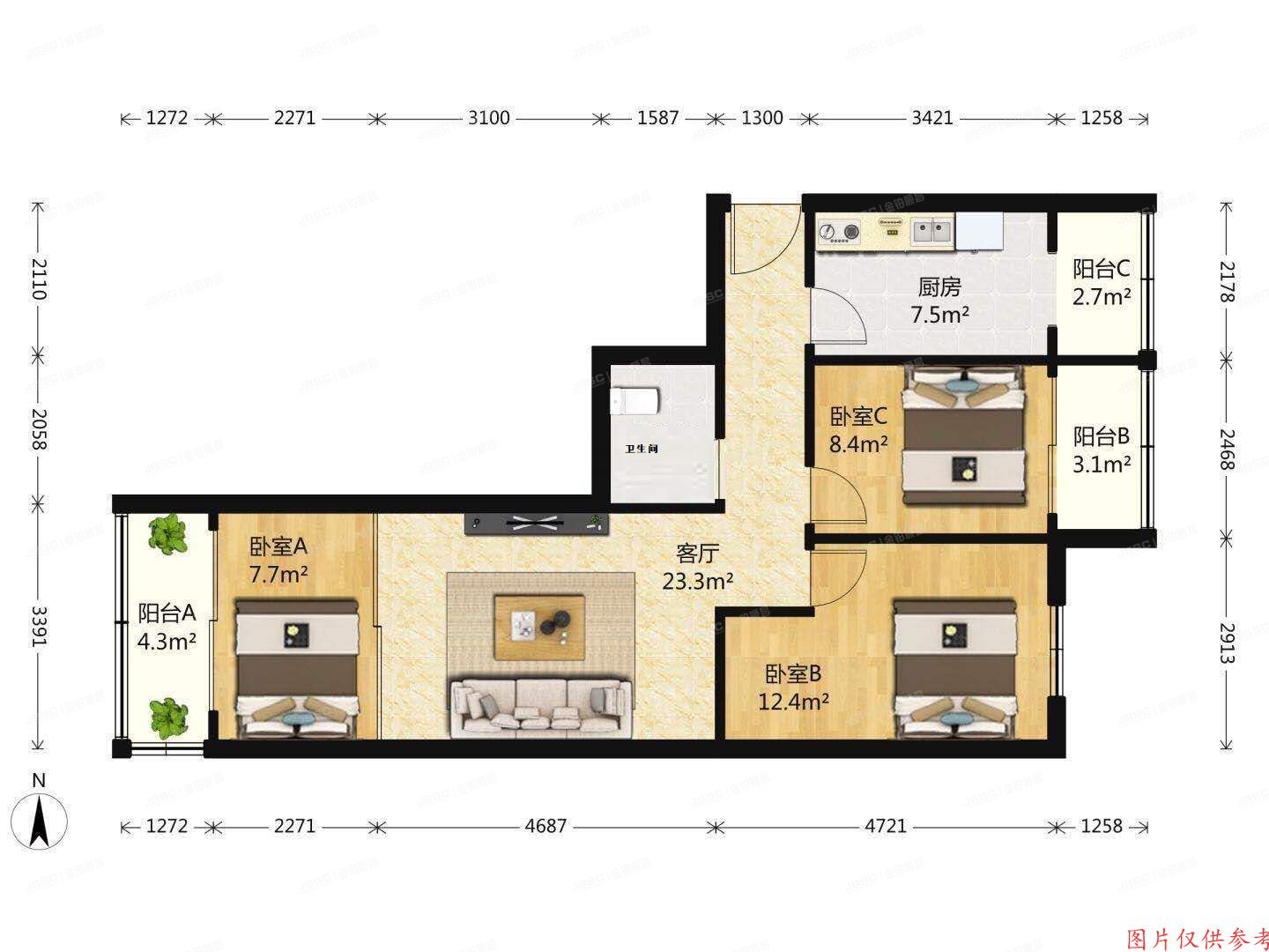 西城区 新壁街19号楼5层19门501（和平门小区）
