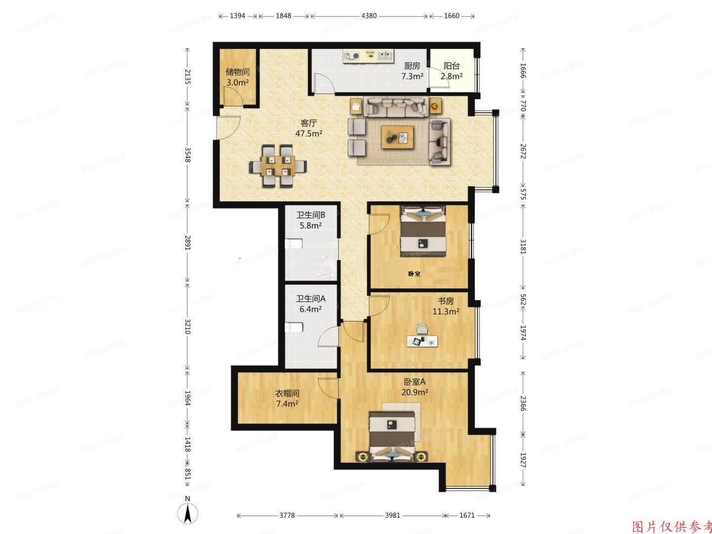 朝阳区 工人体育场东路8号院2幢1单元106（康堡花园）