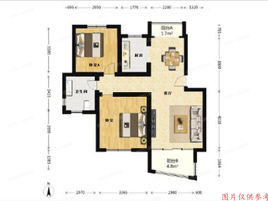 房山区 绿城百合公寓风荷苑7号楼4单元302+2车位