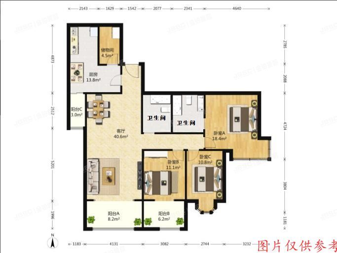 朝阳区 慈云寺1号院4号楼10层1005室的房地产及室内物品（东区国际公寓）