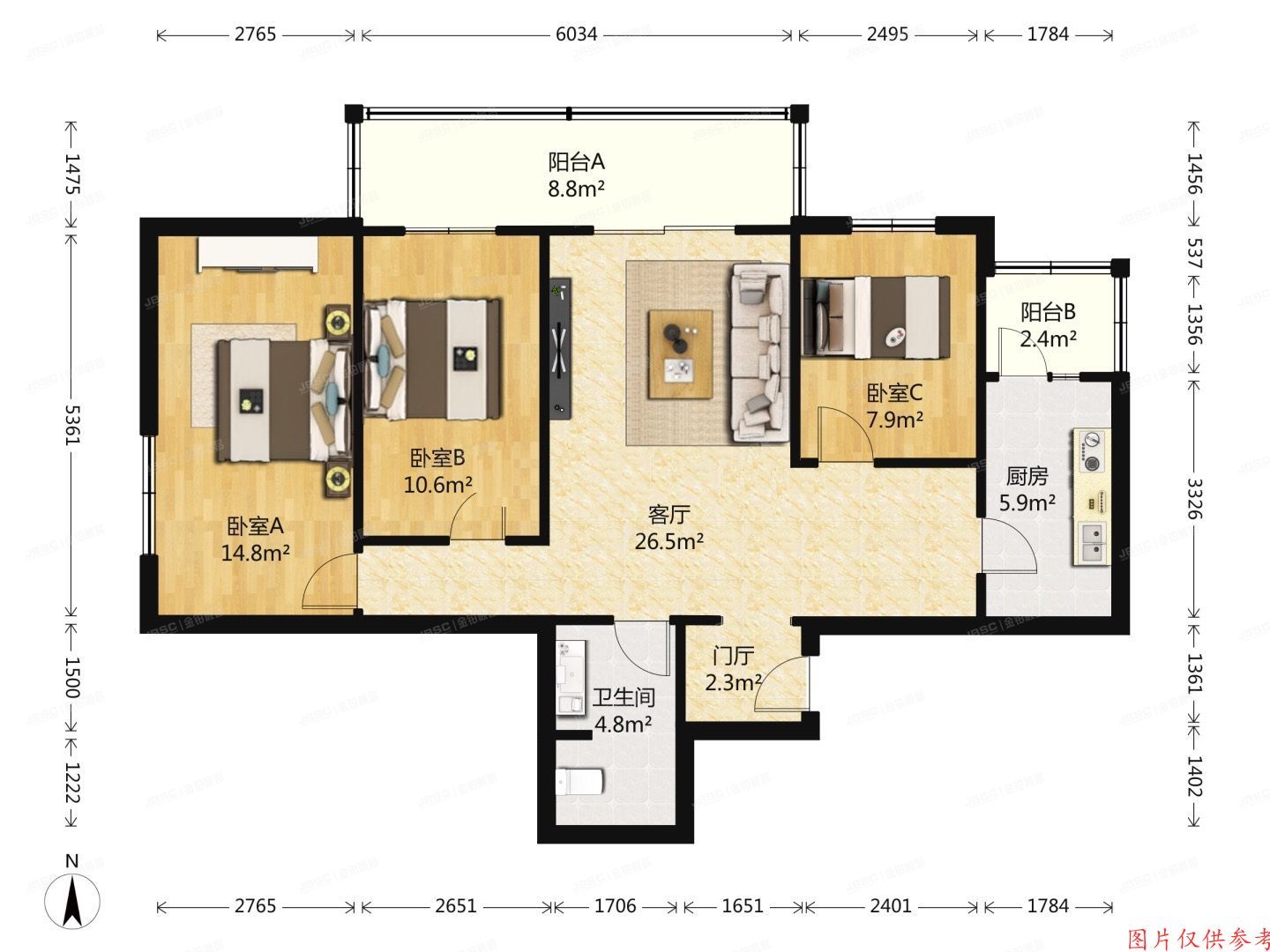 朝阳区 石佛营东里126号院3号楼20层2010室（日月东华小区）