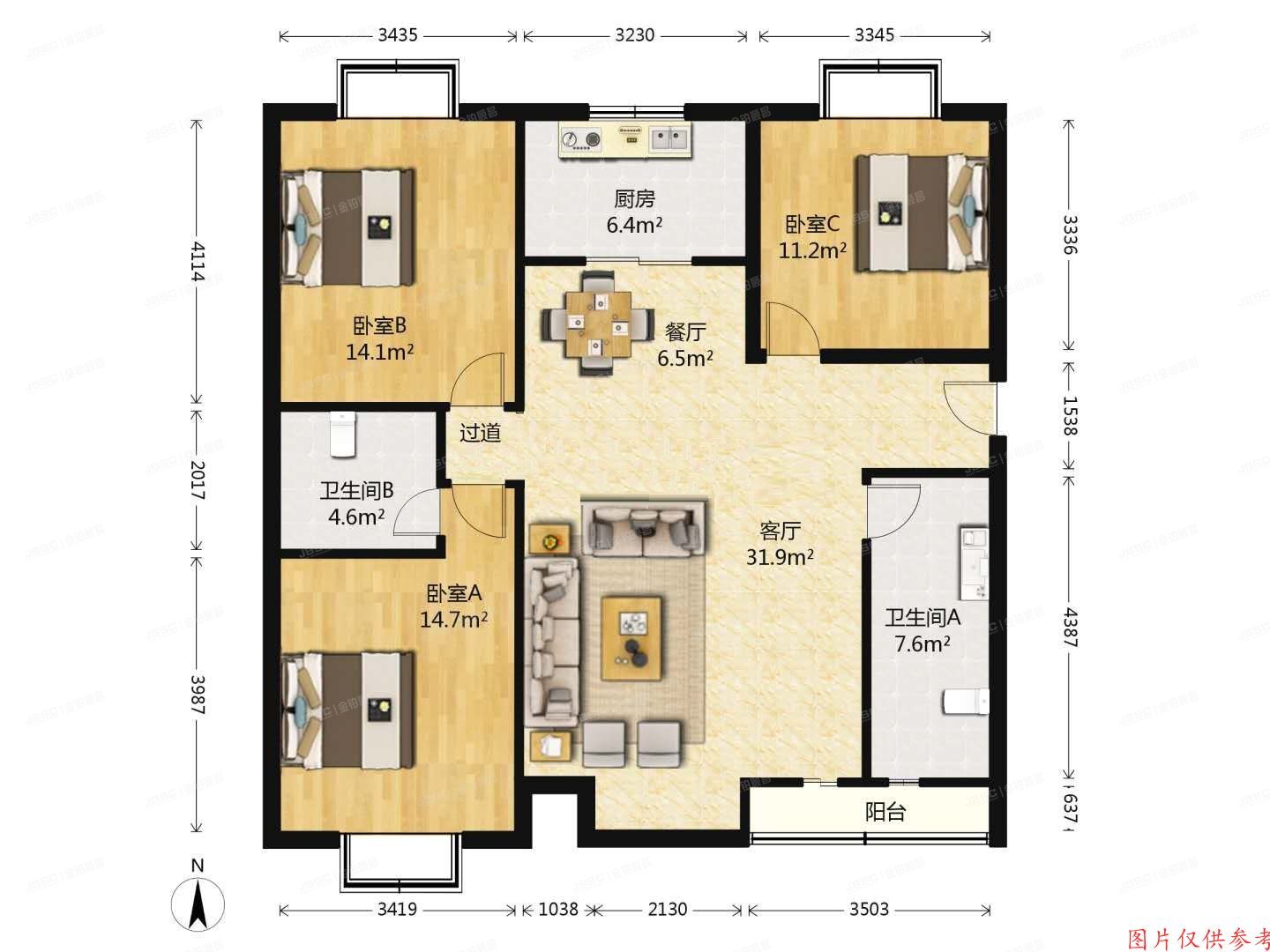 石景山区 古城大街75号院1号楼17层1单元1707号（曦景长安）