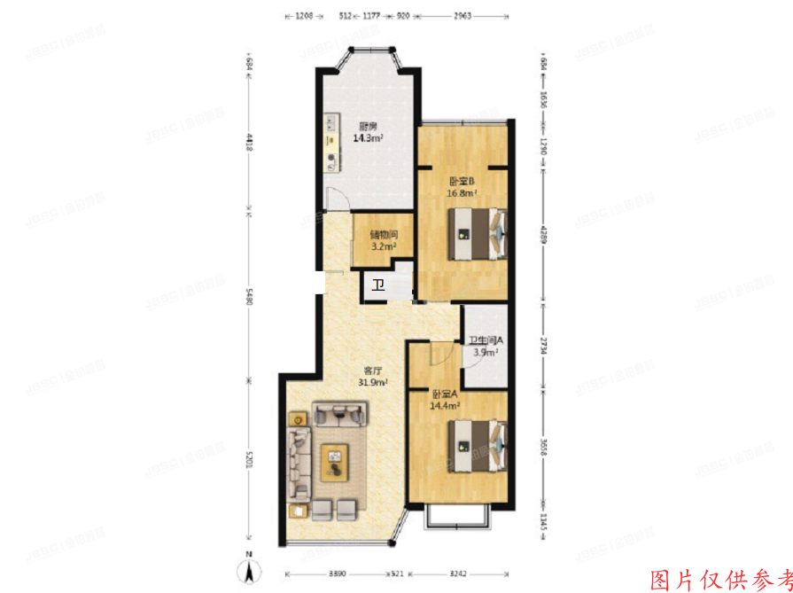 朝阳区 双花园南里一区14号楼3单元0901（CBD总部公寓）