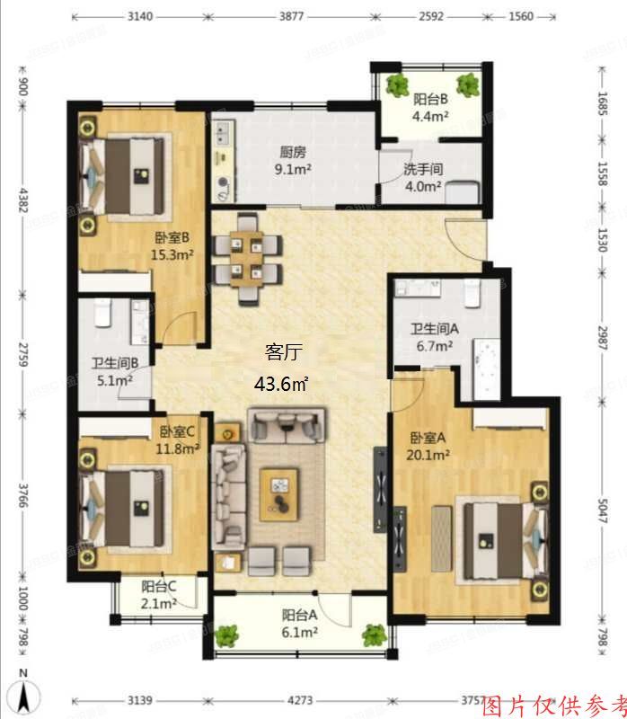 大兴区 康和园23号楼6层1单元602室(原生墅)