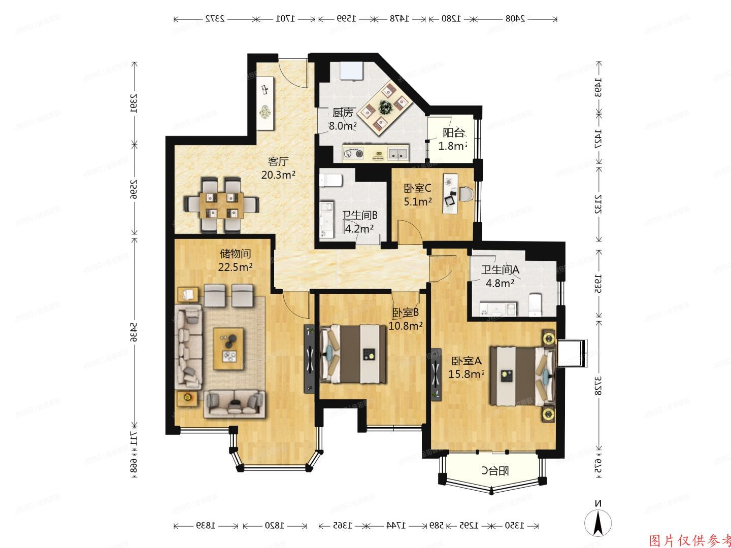 丰台区 青塔西路58号院19号楼13层1304号（珠江峰景）