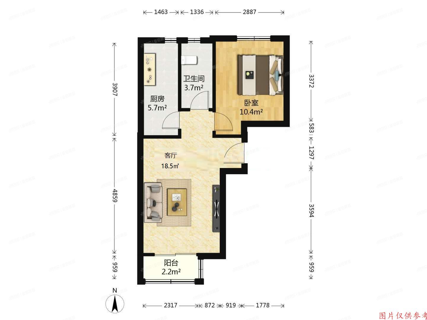 大兴区 瀛坤路2号院2号楼2层4单元201号（瀛海家园和园）