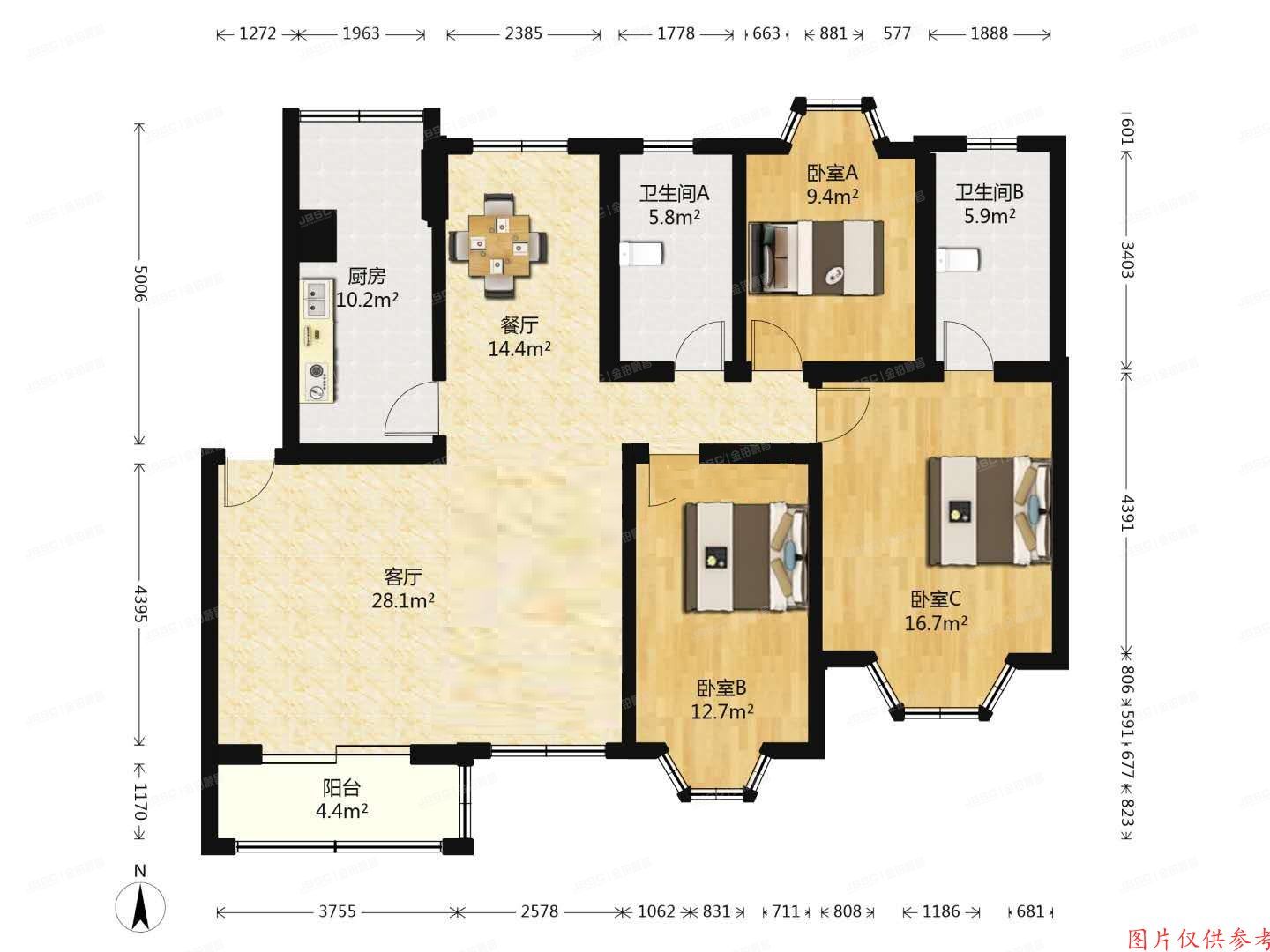 顺义区 天竺花园天祥2号楼3层三单元302