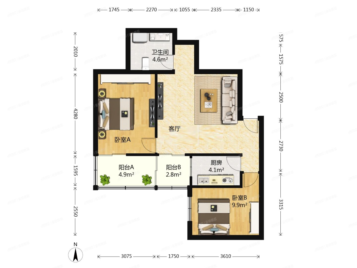 海淀区 曙光花园望河园9号楼3层308