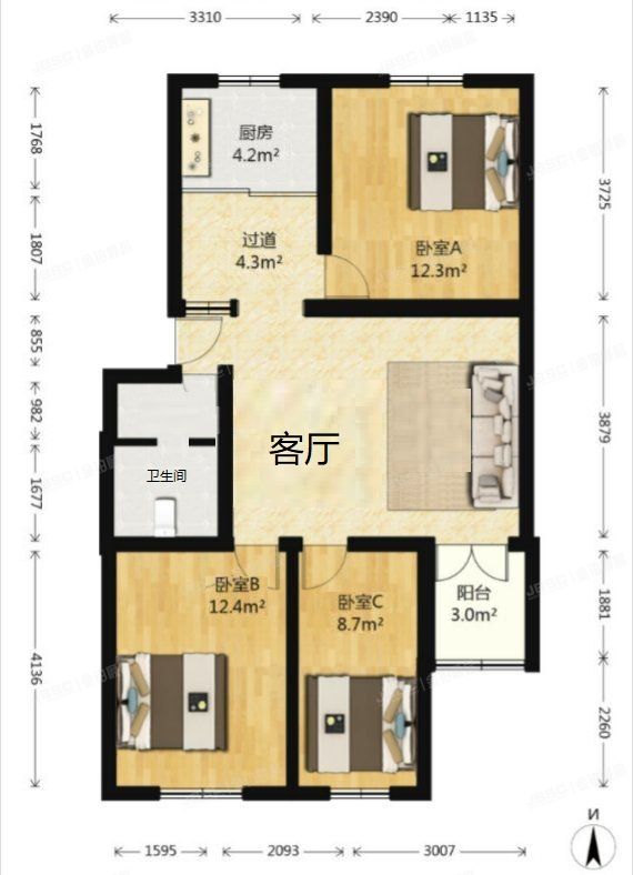 房山区 燕化星城健德二里24号楼2单元301