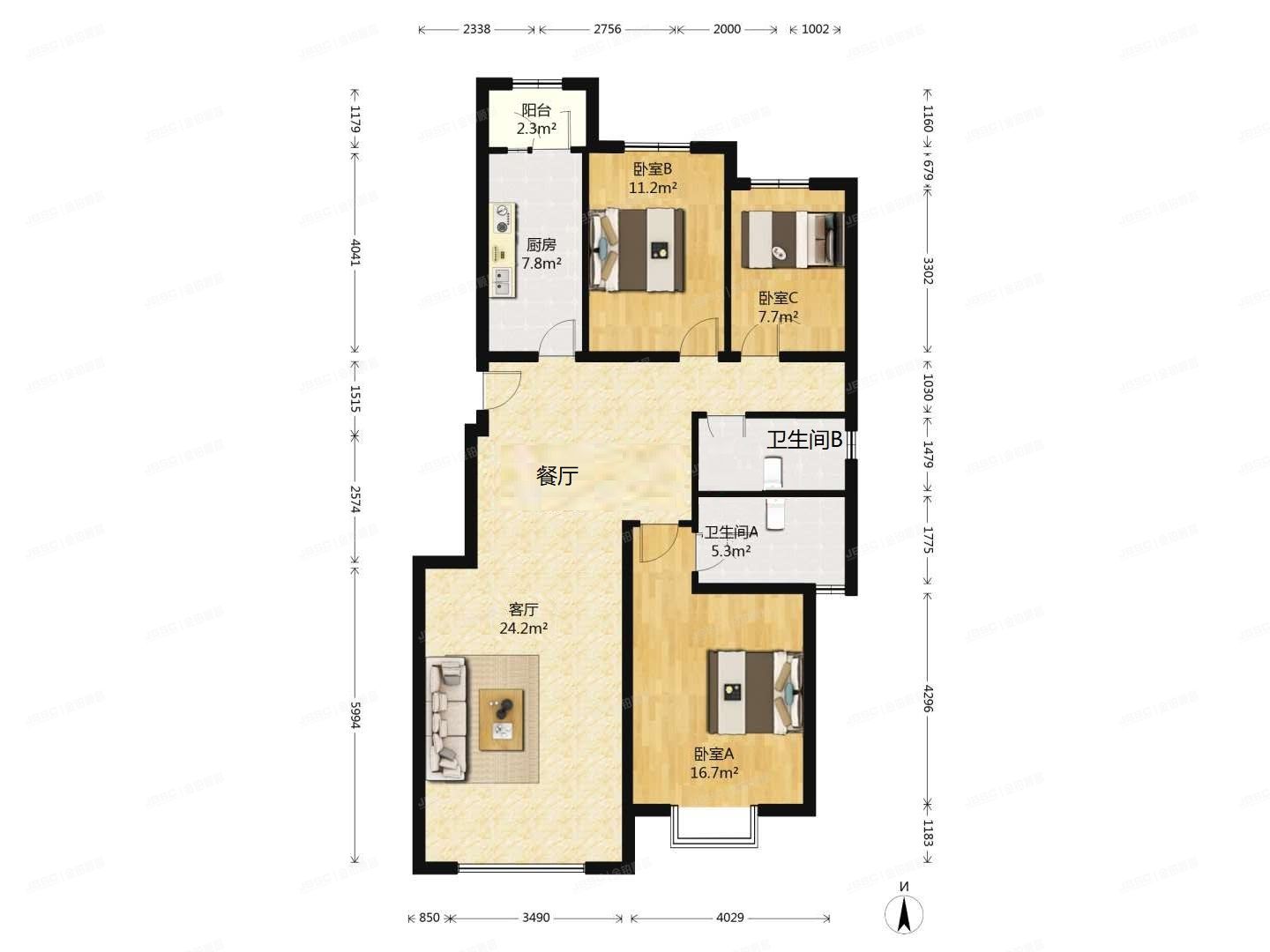 朝阳区 京奥家园305号楼7层3单元702（奥林匹克花园三期）