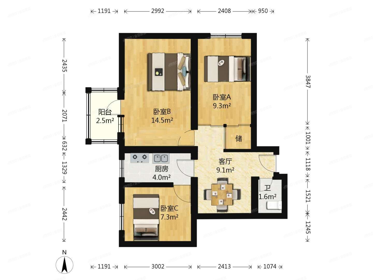 西城区 北礼士路70号院塔3号楼504号（地质部宿舍）