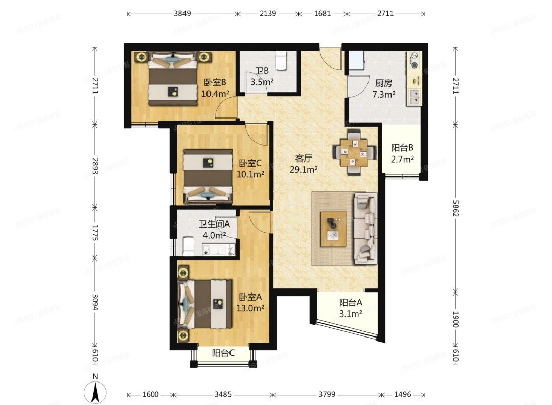 丰台区 丰桥路6号院6号楼10层2单元1002号（三环新城）