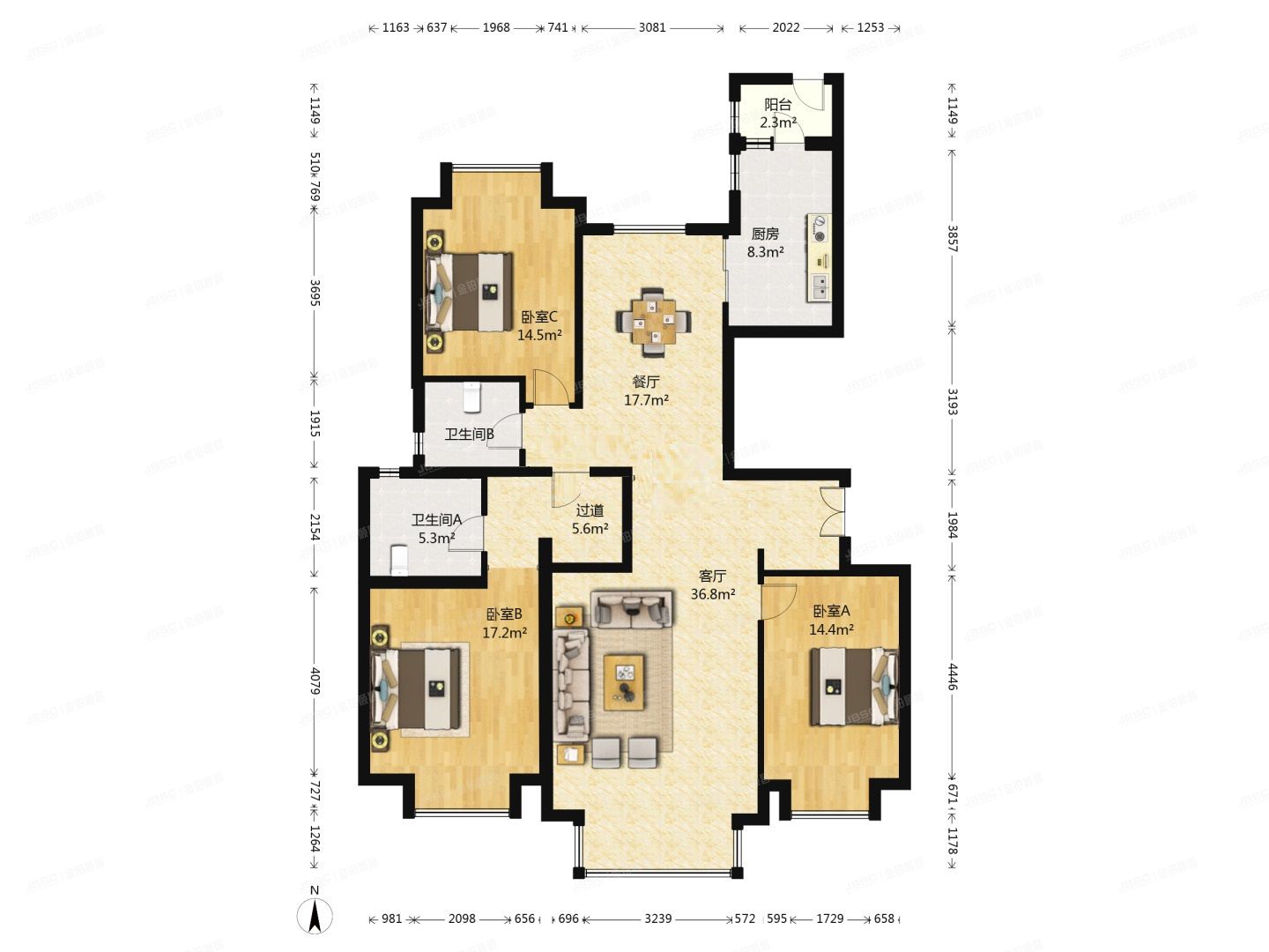 朝阳区 利泽西街6号院7号楼3层2单元302（东湖湾）