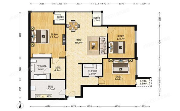 西城区 新华里16号院2号楼1301号（京桥国际公馆）