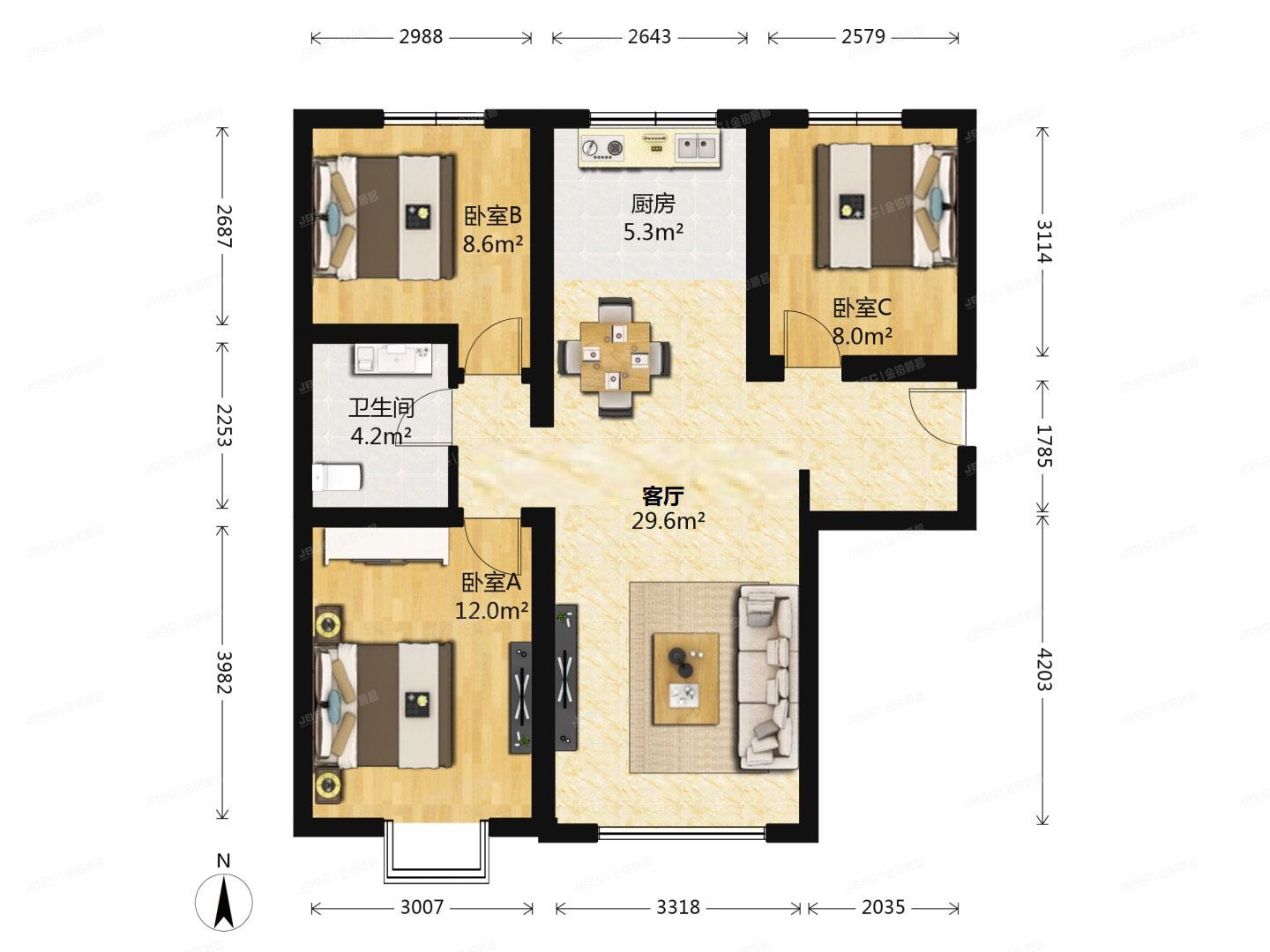 通州区 景盛北二街3号院12号楼2单元2003号（融科香雪兰溪）