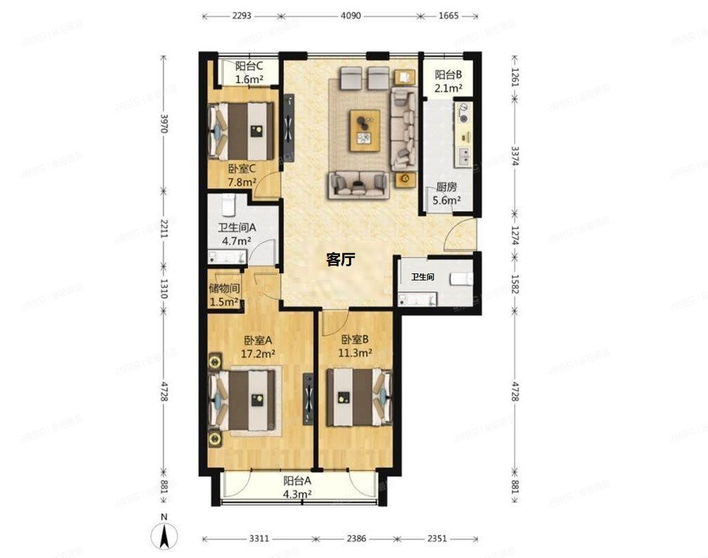 朝阳区 甘露园中里7号楼4层1单元401室（青年汇佳园）