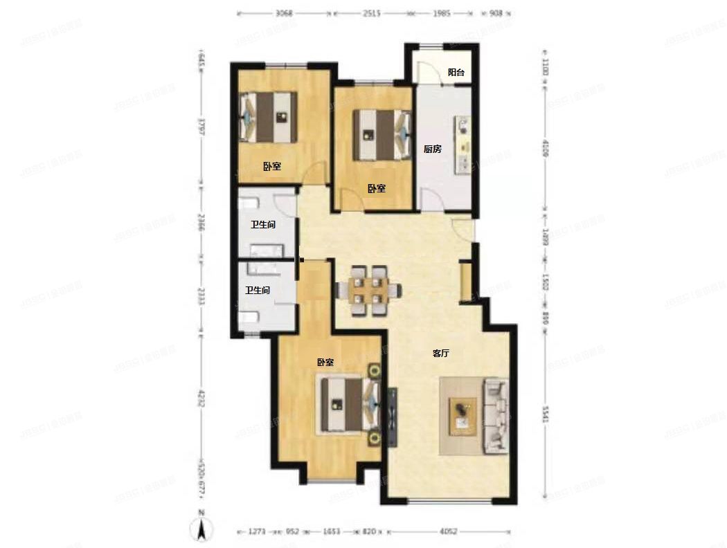 朝阳区   京奥家园308号楼3层2单元301（奥林匹克花园三期）
