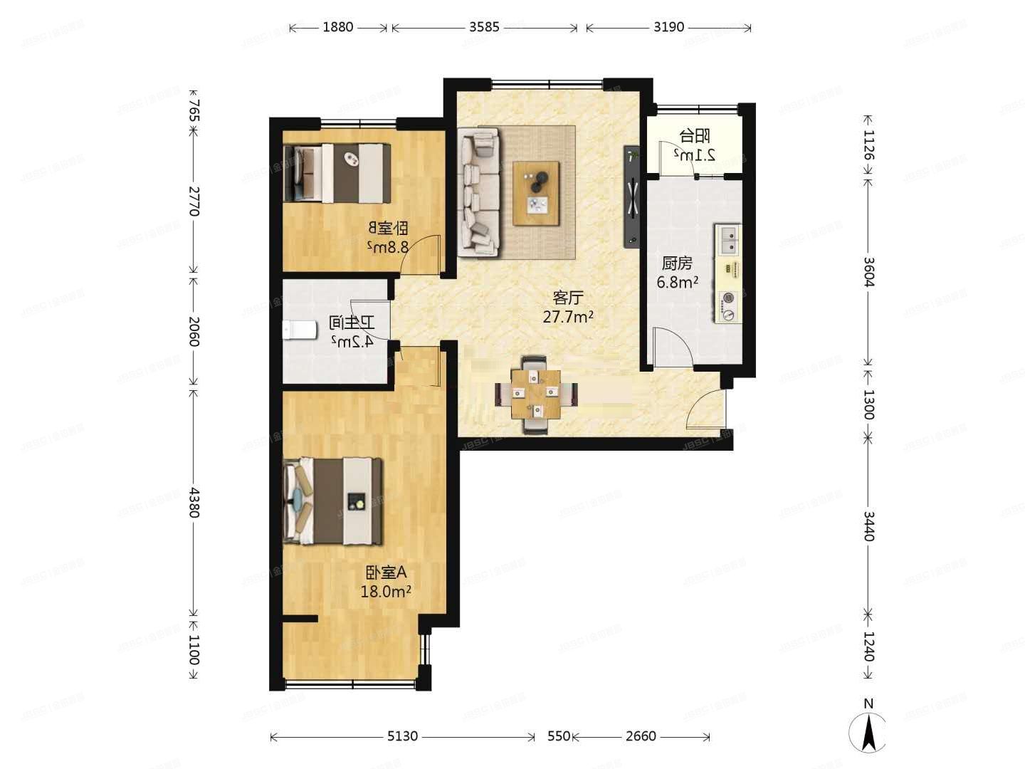 通州区  京洲园326号楼1层2单元104（大方居）