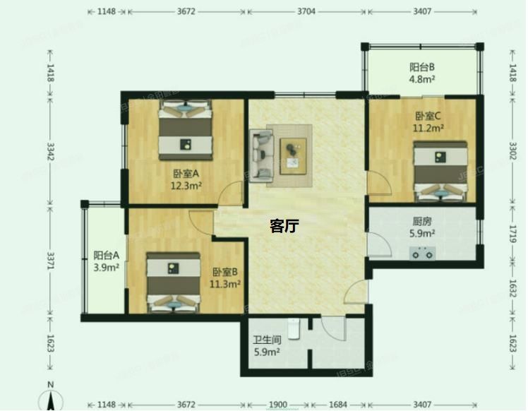 西城区 马连道东街15号院7号楼3层308（红莲晴园）