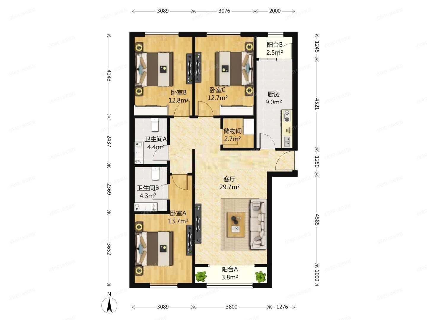 朝阳区 十里堡乙2号院4号楼2层2单元205（首创爱这城）